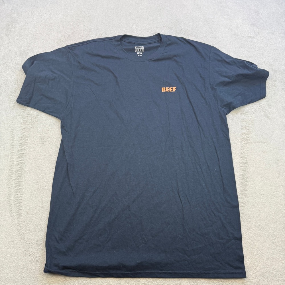 Reef T Shirt Mens Extra Large Navy Blue Sun Wave Back Graphic Surf Skate Tee